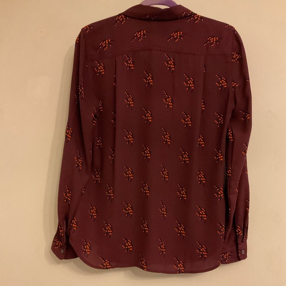 Loft Maroon Button Down Blouse - Picture 6 of 7